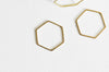 Connecteur hexagone laiton brut 20mm,pendentif géométrique création bijoux, x10 G2759