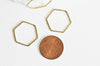 Connecteur hexagone laiton brut 20mm,pendentif géométrique création bijoux, x10 G2759