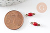 Connecteur ovale laiton brut émail rouge<, laiton doré, pendentif ovale,10.5mm, X10 G3353