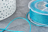 Cordon bleu turquoise Métallisé tressé polyester 1mm, cordon métallisé pour bijoux, X 1mètre G8170