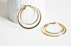 Créoles double acier inoxydable 304 doré 46mm, x2 (G1311)