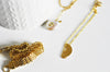 EP Collier chaine acier dorée 14k perle étoile, chaine fantaisie,collier sans nickel,perle naturelle, acier doré,chaine complète,2mm,42cm,G3421