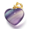 EP -Pendentif coeur fluorite violette dorée, pendentif en pierre naturelle, fluorite naturel pour création bijoux 17.5mm, x1 G6112