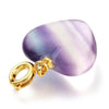 EP -Pendentif coeur fluorite violette dorée, pendentif en pierre naturelle, fluorite naturel pour création bijoux 17.5mm, x1 G6112