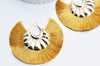 EP Pendentif large pompon fil doré support doré,pendentif en fil sur support doré, 85-92mm, x 2, G4532