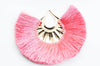 EP -Pendentif large pompon fil rose support doré,pendentif en fil sur support doré, 85-92mm, x 2, G4536