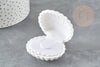 Ecrin bijou coquillage Velours blanc 3.8cm, x1 (G3339)