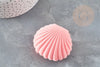 Ecrin bijou coquillage Velours rose 3.8cm, x1 (G3297)