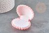 Ecrin bijou coquillage Velours rose 3.8cm, x1 (G3297)