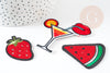 Ecusson à repasser pastèque fraise cocktail,customisation vêtement, écusson thermocollant fruit,patch brodé,57mm,x3 G1820