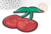 Ecusson brodé à repasser Cerise rouge sequins, customisation vêtement, écusson thermocollant fruit,patch brodé,78mm, x1 G2865