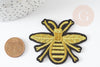 Ecusson brodé à repasser abeille dorée 63mm customisation vêtement, écusson thermocollant,patch brodé,écusson brodé x2 G3769