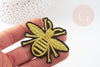 Ecusson brodé à repasser abeille dorée 63mm customisation vêtement, écusson thermocollant,patch brodé,écusson brodé x2 G3769