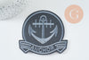 Ecusson brodé à repasser ancre marine 79mm customisation vêtement, écusson thermocollant,patch écusson brodé, x1 G9768