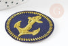 Ecusson brodé à repasser ancre marine dorée customisation vêtement, écusson thermocollant,patch écusson brodé,45mm, x1 G5072