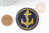 Ecusson brodé à repasser ancre marine dorée customisation vêtement, écusson thermocollant,patch écusson brodé,45mm, x1 G5072