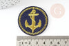 Ecusson brodé à repasser ancre marine dorée customisation vêtement, écusson thermocollant,patch écusson brodé,45mm, x1 G5072