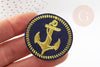 Ecusson brodé à repasser ancre marine dorée customisation vêtement, écusson thermocollant,patch écusson brodé,45mm, x1 G5072