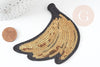 Ecusson brodé à repasser banane jaune doré customisation vêtement 94mm, écusson thermocollant fruit,patch brodé, x1,G2860