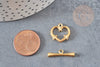 Fermoir T coeur acier doré inoxydable 15.5mm, x1 (G3656)