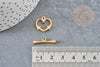 Fermoir T coeur acier doré inoxydable 15.5mm, x1 (G3656)