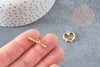 Fermoir T coeur acier doré inoxydable 15.5mm, x1 (G3656)
