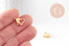 Fermoirs mousquetons coeur acier 304 inoxydable doré 14mm, x5 (G4057)