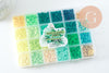 Kit mix de perles heishi vert jaune, Coffret et kit pour création de bijoux fantaisie, x1 G9764