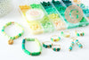 Kit mix de perles heishi vert jaune, Coffret et kit pour création de bijoux fantaisie, x1 G9764