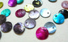 Pastilles rondes nacre multicolore, bouton nacre,pendentif nacre, coquillage naturel,nqcre naturelle,1.4cm, x 10-G1071