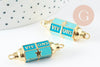 Pendentif Connecteur tube talisman turquoise laiton doré 18K 34mm VIVONS, créations bijoux bonheur, x1 G9434