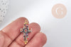 Pendentif Croix verre millefiori laiton et zamac doré 24.5mm, x1 (G9019)