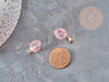 Pendentif Fraise verre rose fer doré 17~18x11~12x10mm, collier pendentif, pendentif fraise, 17~18mm, x1 G9060