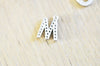 Pendentif Lettre acier 304 inoxydable argenté lettre cristal blanc, sans nickel,lettre initiale prenom,15.5mm, x1 G4618