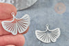 Pendentif acier argenté feuille gingko 23mm,acier inoxydable platine, création bijoux sans nickel, x1 G7610