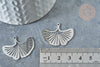 Pendentif acier argenté feuille gingko 23mm,acier inoxydable platine, création bijoux sans nickel, x1 G7610