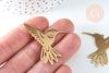 Pendentif acier doré 18K oiseau colibri 39.5,breloque acier inoxydable doré, pendentif sans nickel,création bijoux, x1 G6335