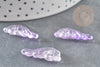 Pendentif aile verre violet clair 24.5mm ,pendentif verre pour création bijoux, x10 G5830