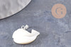 Pendentif baleine nacre blanche naturelle laiton platine 19.5mm, création bijoux coquillage blanc, x1 (G9914)