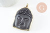 Pendentif bouddha en verre noir laiton doré, médaillon création sautoir pour création bijoux,56-59mm, x1 G5041