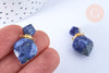 Pendentif bouteille parfum sodalite laiton 27mm, pendentif pierre sodalite naturelle, x1 G7147