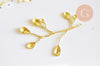 Pendentif branche feuille laiton 46mm,breloque laiton brut, bijou laiton,feuille dorée pour création bijoux, x1 G6279