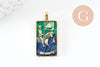 Pendentif carte XIII en laiton doré zircon 30mm,Pendentif doré carte de tarot X1 G4401