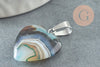 Pendentif coeur agate bleu roiI acier argenté, pendentif pierre agate naturelle bleue,création bijouxpierre naturelle, 23mm, x1 G3356