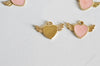 Pendentif coeur email rose doré , fournitures créatives, pendentif coeur aile,creation bijoux,coeur doré, pendentif doré,21mm,lot de 5 G0104