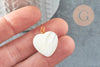 Pendentif coeur nacre blanche naturelle doré 20mm, x1 G2609