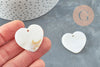 Pendentif coeur nacre blanche naturelle, pendentif coeur, coeur nacre, coquillage blanc, 30.5mm, x2 G2373