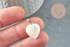 Pendentif coeur nacre blanche naturelle platine,pendentif coeur,coeur nacre,coquillage blanc,création bijou, 20mm, x1 ou x5 G3992