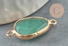 Pendentif connecteur aventurine naturelle laiton doré 27.5mm, x1 (G0828)