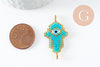 Pendentif connecteur main oeil protecteur rocaille MIYUKI TOHO turquoise or 37mm,pendentif verre pour création bijoux, x1 G5725